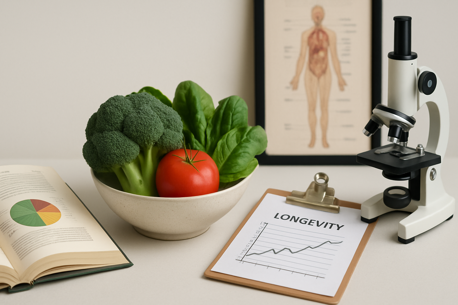 Editorial image illustrating The Science Behind Plant-Based Diets and Longevity