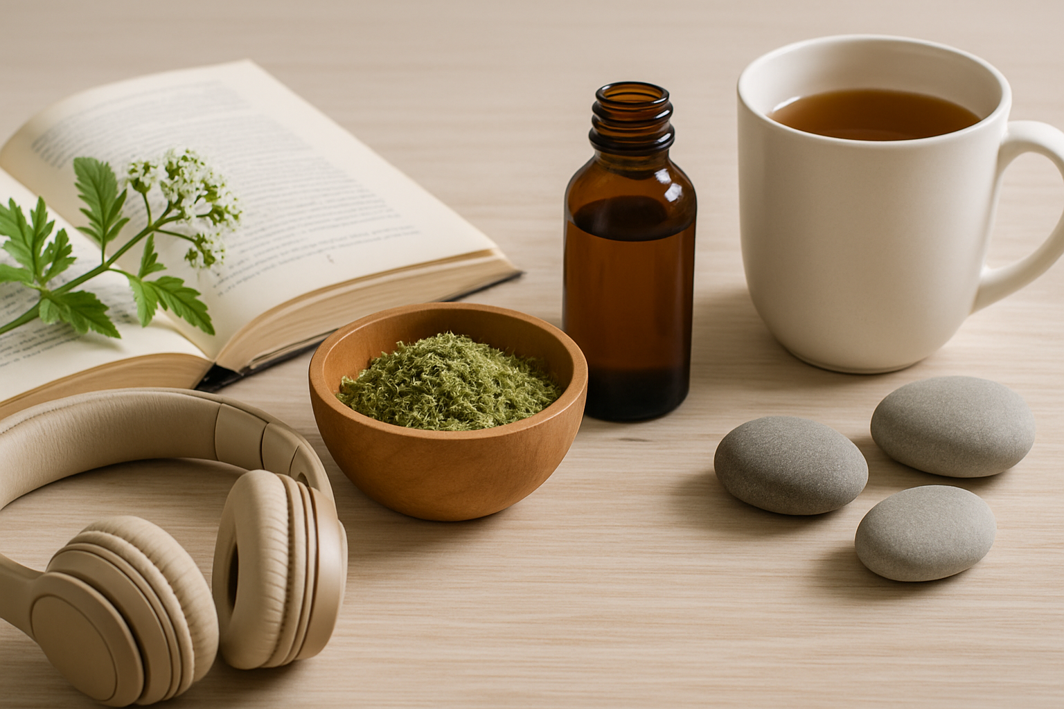 Editorial image illustrating Top 5 Natural Remedies for Stress Relief