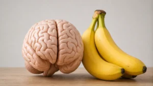 Fresh bananas with oats, yogurt, berries, and nuts arranged for a balanced breakfast